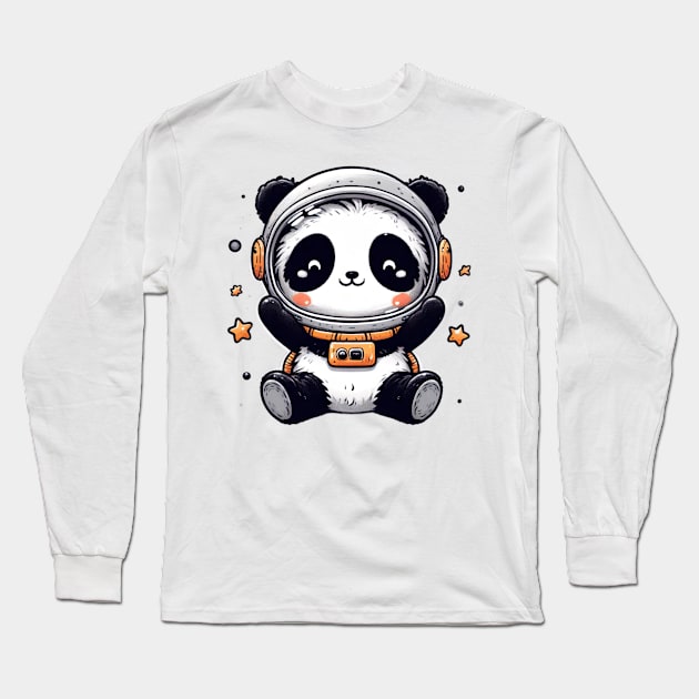 Panda astronaut cute happy Long Sleeve T-Shirt by Evgmerk